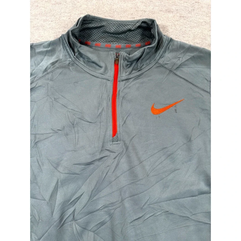 Nike Betterworld Therma Fit Sweatshirt Mens Large Gray Orange Trim Quarter Zip